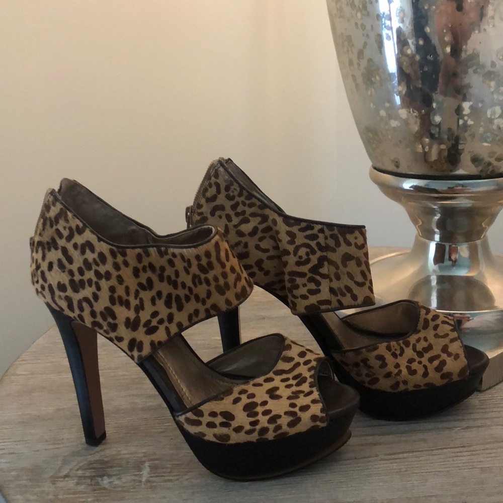 Bcbg cheetah platform heels